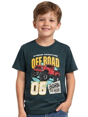 Eighty Eight Brand Off Road Monster Truck Graphic Tee Boys Size 7 Dark Green